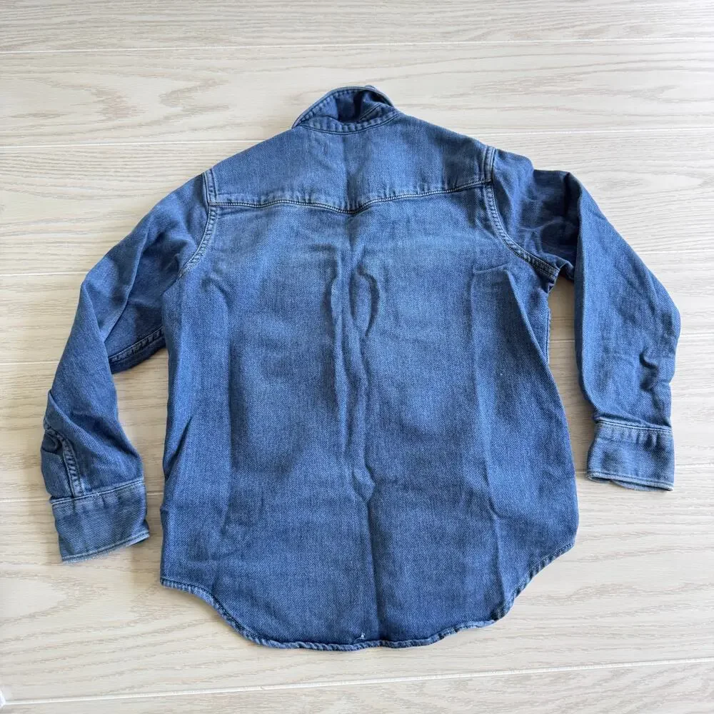 Gap Kids 1969 Boys Knit Denim Western Shirt – Medium Indigo